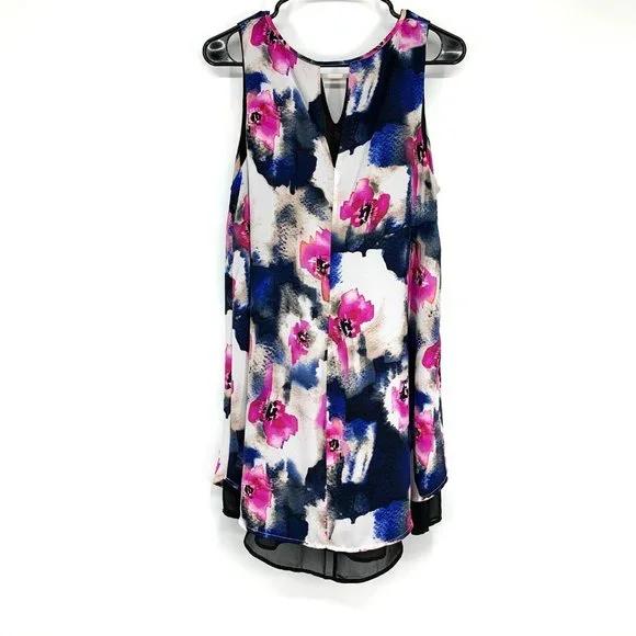 ASTR Dress Black Watercolor Floral Print Mini Shift Sleeveless - Picture 8 of 10